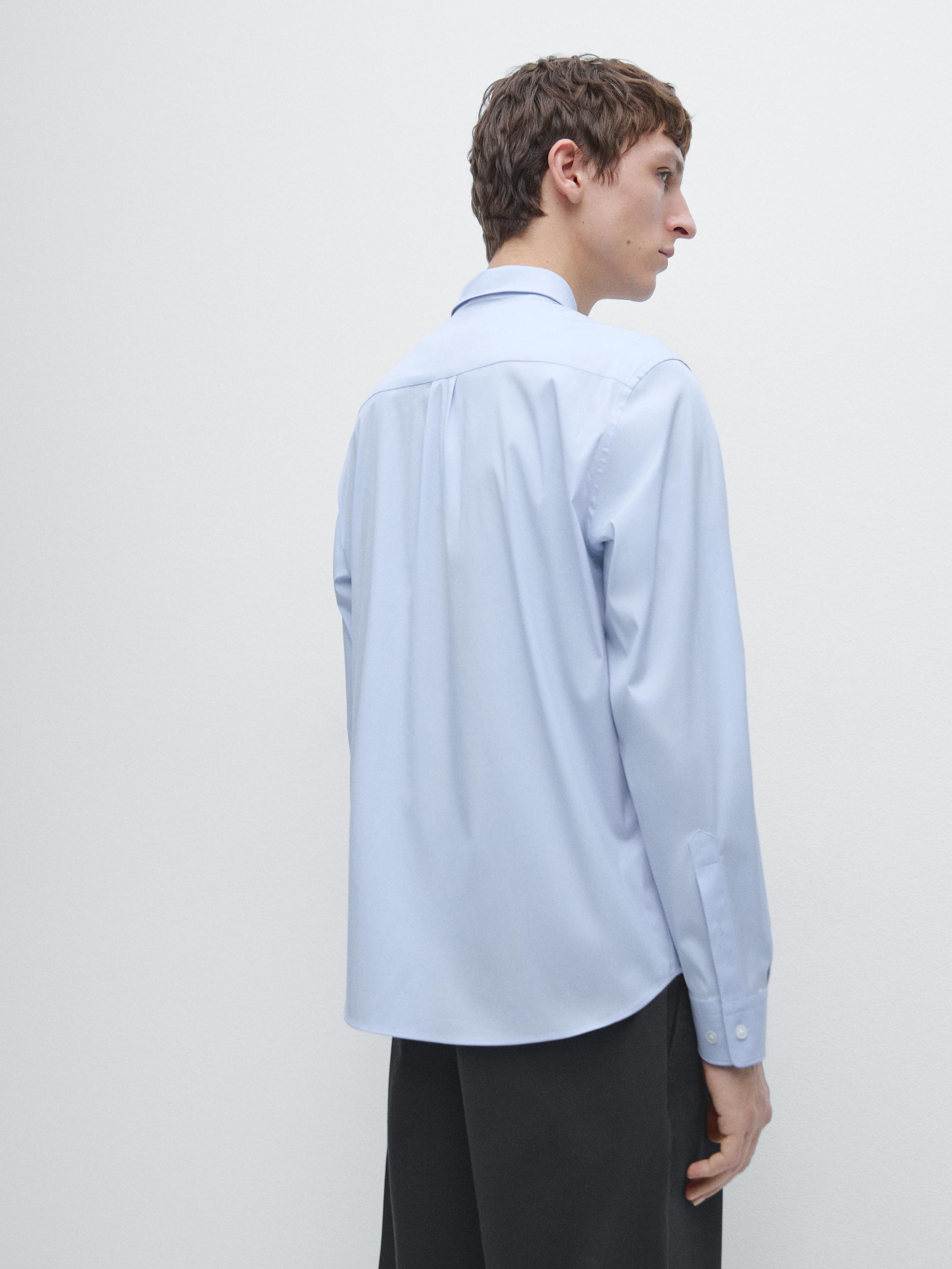Slim fit stretch cotton blend shirt